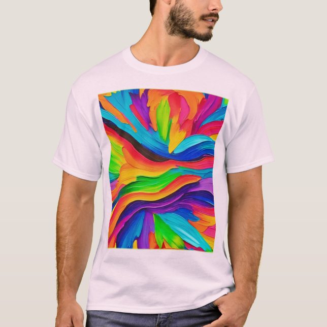 Regnbåge Swirl-målning T Shirt (Framsida)