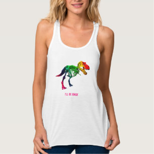 Regnbåge T Rex-funny Fossil med ditt namn Linne Med Racerback
