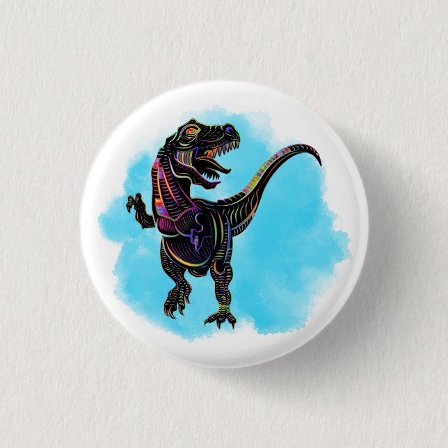 Regnbåge T-Rex Knapp (Framsida)