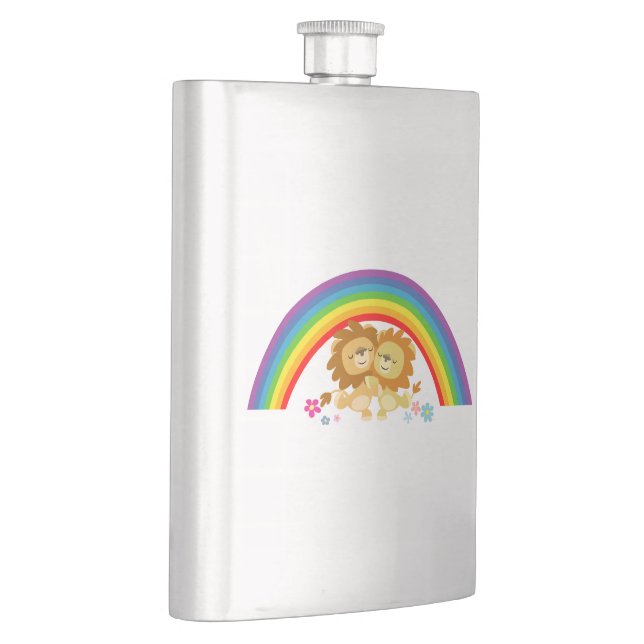 Regnbåge Tango-Söt Tecknad Lejon Klassisk Flask Fickplunta (Höger)
