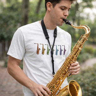 Regnbåge Tenorsaxofon Färgglatt Musikinstrument T Shirt