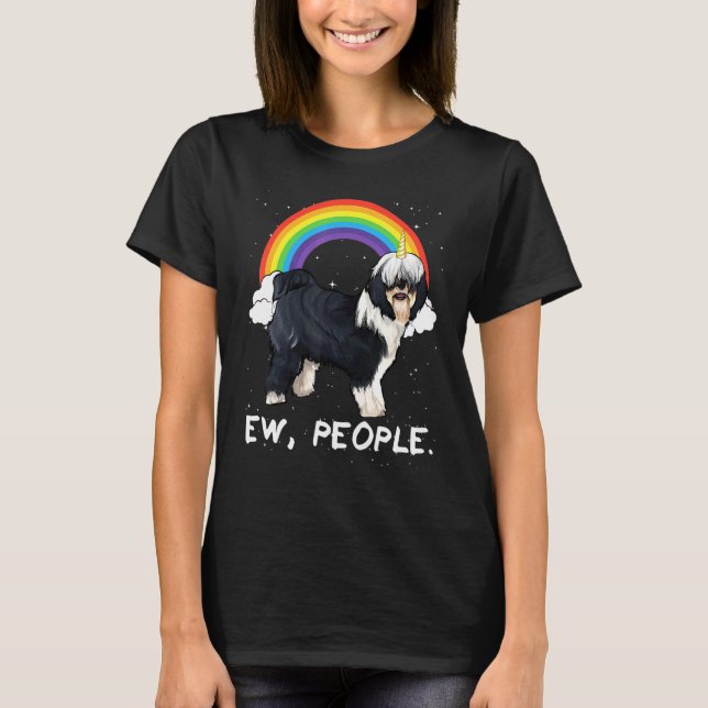 Regnbåge Tibetansk Terrier Ew Människor Enhörning  T Shirt (Framsida)