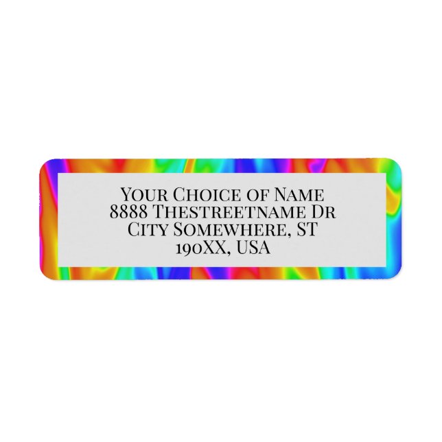 Regnbåge Tie Dye Abstrakt Returadress Etikett (Framsidan)