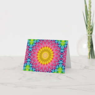 Regnbåge Tie-Dye Mandala med livfull symmetri Kort