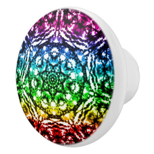 Regnbåge Tie Dye Mandala Stjärna Knopp