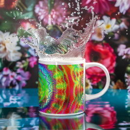 Regnbåge Tiedye Fraktal Mandala Kaffemugg