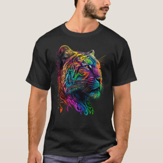 Regnbåge Tiger Animal Graphic T Shirt