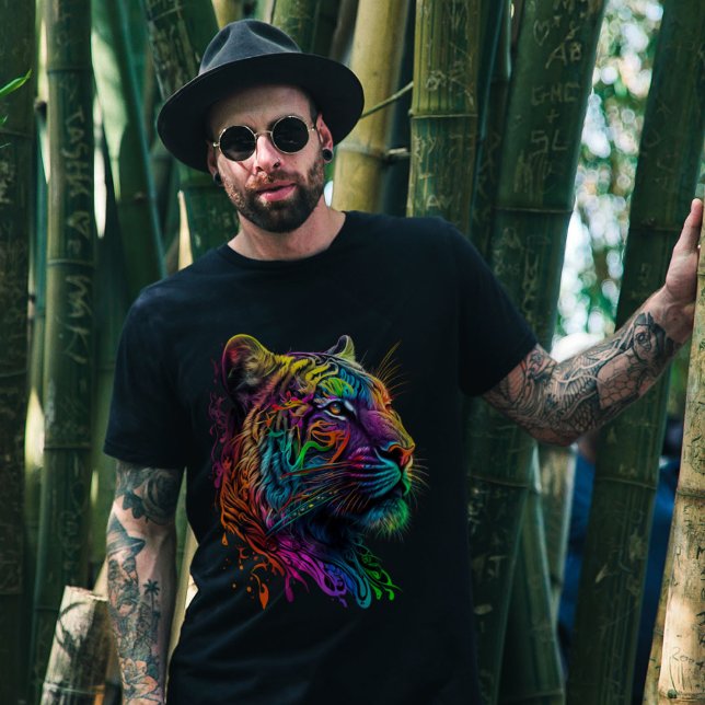 Regnbåge Tiger Head Tiger Älskare Graphic T Shirt (Skapare uppladdad)