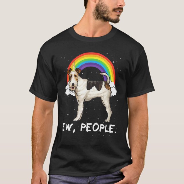 Regnbåge Tråd Fox Terrier Ew Människor Enhörning H T Shirt (Framsida)