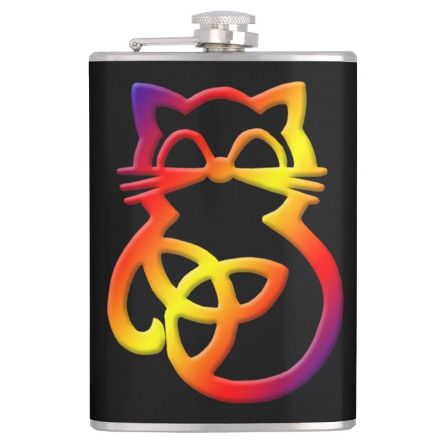 Regnbåge Trinity Knut Celtic Katt Flask Fickplunta (Framsidan)