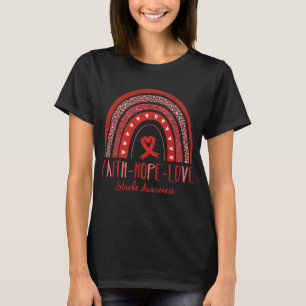 Regnbåge Tro Hopp Kärlek Stroke Medvetenhet T Shirt