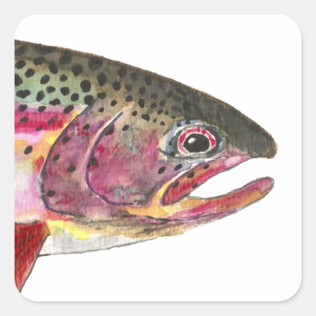 Regnbåge Trout Fish Fyrkantigt Klistermärke (Framsida)