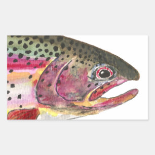 Regnbåge Trout Fish Rektangulärt Klistermärke