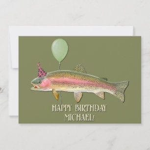 Regnbåge Trout Fishing Birthday Julkort