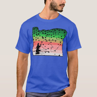 Regnbåge Trout Fly Fish Oregon State Karta Fly Fis T Shirt