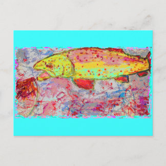 Regnbåge Trout lycklig fiske Vykort