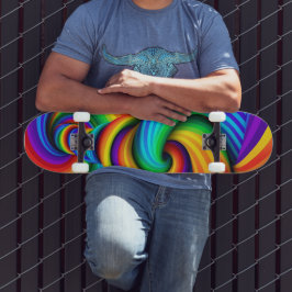 Regnbåge Twisted Tornado Vortex - Optisk Illusion Mini Skateboard Bräda 18,5 Cm