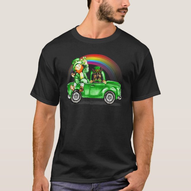 Regnbåge Tyska Schäferhundar Leprechauns Lastbil P T Shirt (Framsida)