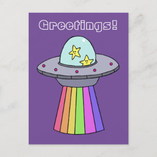 Regnbåge UFO-vykort Vykort