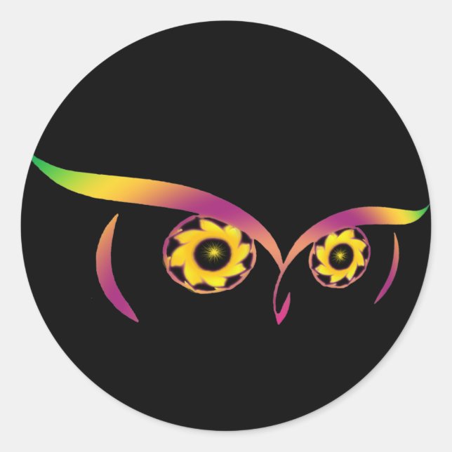 regnbåge uggla-klistermärken runt klistermärke (Framsida)