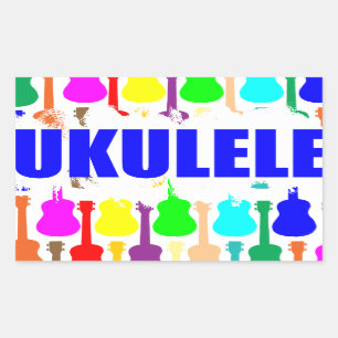 Regnbåge Ukuleles Rektangulärt Klistermärke