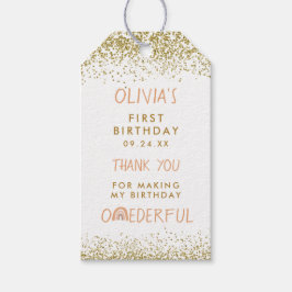 Regnbåge Underbar Flicka 1-års Födelsedag Tack Presentetikett