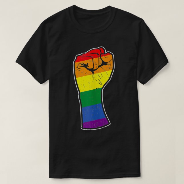 Regnbåge - upphöjt stöd för första Gay pride-Flagg T Shirt (Design framsida)