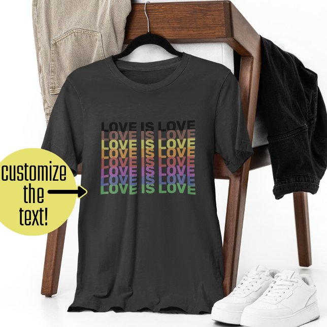 Regnbåge Upprepande Ord Anpassad Fras Gay Pride  T Shirt (Skapare uppladdad)