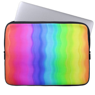 Regnbåge Vågig Våg Gradvis Pastell Färg Laptop Fodral