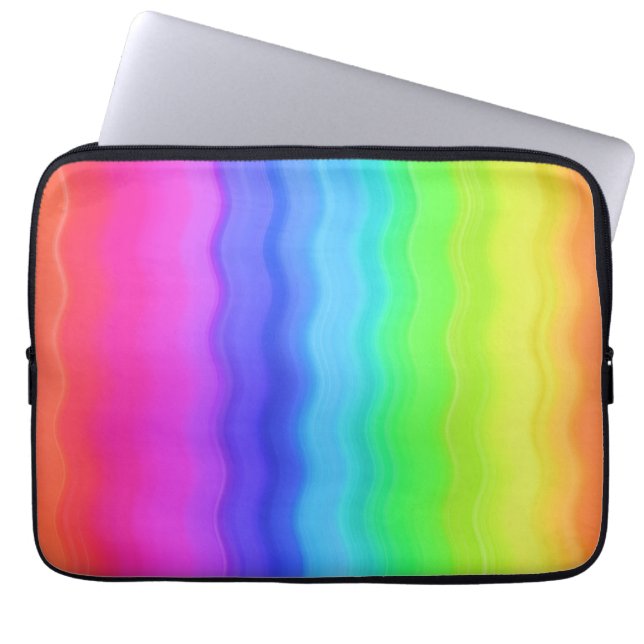 Regnbåge Vågig Våg Gradvis Pastell Färg Laptop Fodral (Framsidan)