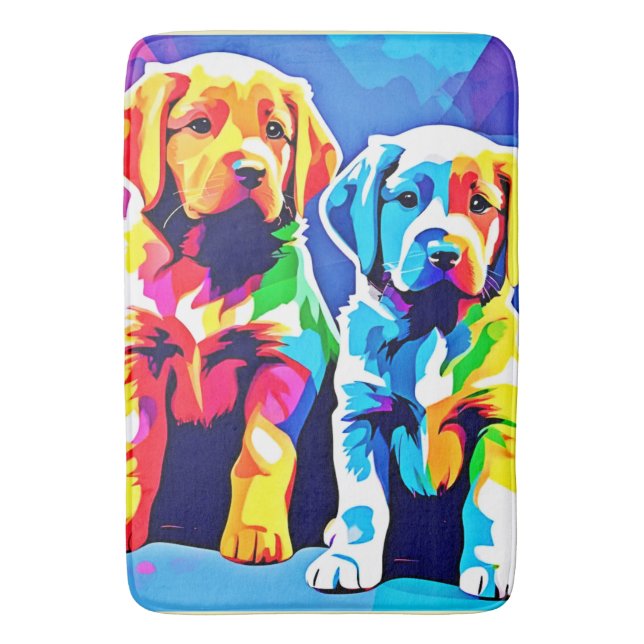 Regnbåge Valper: Spelande Duo Badrumsmatta (Framsidan (Vertikal))