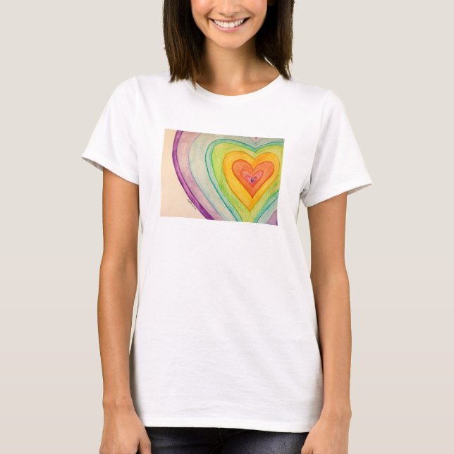 Regnbåge Vänskap Hjärtan Kärlek Anpassade Konst T- Tee Shirt (Framsida)