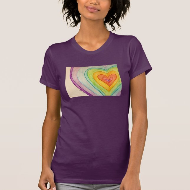 Regnbåge Vänskap Hjärtan Kärlek Anpassade Konst T- Tee Shirt (Framsida)