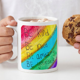 Regnbåge Var snäll Var dig själv Inspirerande tale Kaffemugg