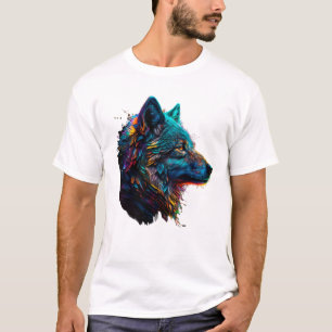 Regnbåge Varg Djurfärgad grafik T Shirt