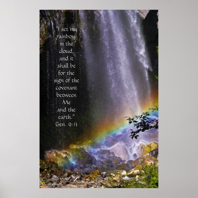 Regnbåge vattenfall w/Scripture Verse Poster (Framsidan)