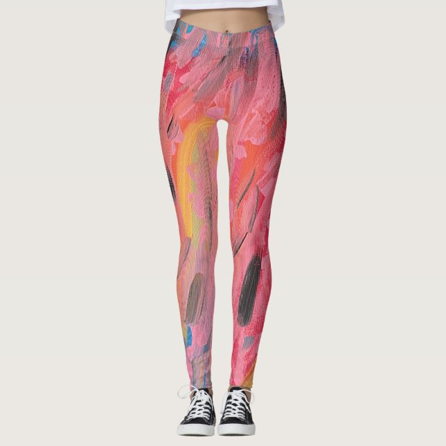 Regnbåge vattenfallsmålning leggings (Framsida)