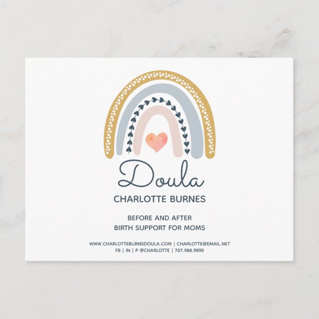 Regnbåge Vattenfärg Doula Vykort (Framsida)