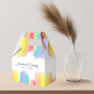 Regnbåge Vattenfärg Elegant Modern LGBT Bröllop Presentaskar