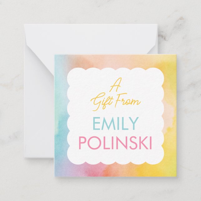 Regnbåge Vattenfärg En Present Från Flickor Inclos Anteckningskort (Framsida)