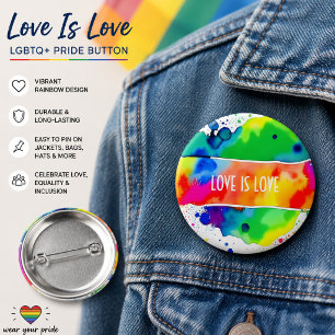 Regnbåge Vattenfärg LGBTQ+ Pride-knapp Knapp