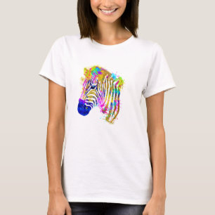 Regnbåge Vattenfärg Måla Fläck Zebragrafik T Shirt