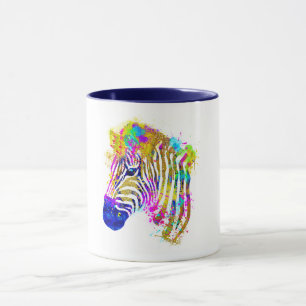 Regnbåge Vattenfärg Målad Fläck Zebragrafik Mugg