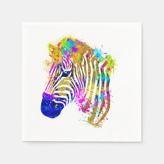 Regnbåge Vattenfärg Målad Fläck Zebragrafik Pappersservett (Framsidan)