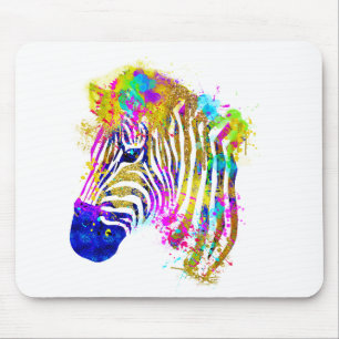 Regnbåge Vattenfärg Målad Splatter Zebra Grafik Musmatta