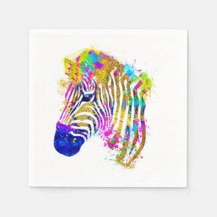 Regnbåge Vattenfärg Målafläckar Zebragrafik Pappersservett