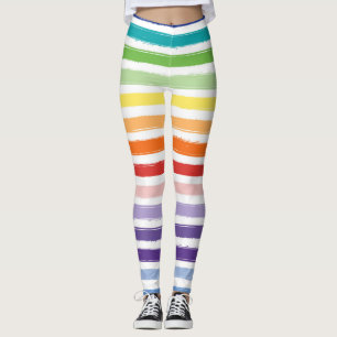 Regnbåge Vattenfärg Pensel Randmönster Leggings