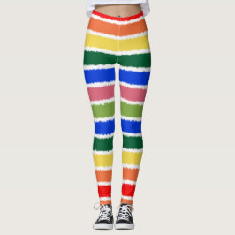 Regnbåge Vattenfärg Ränder Färgrik Leggings