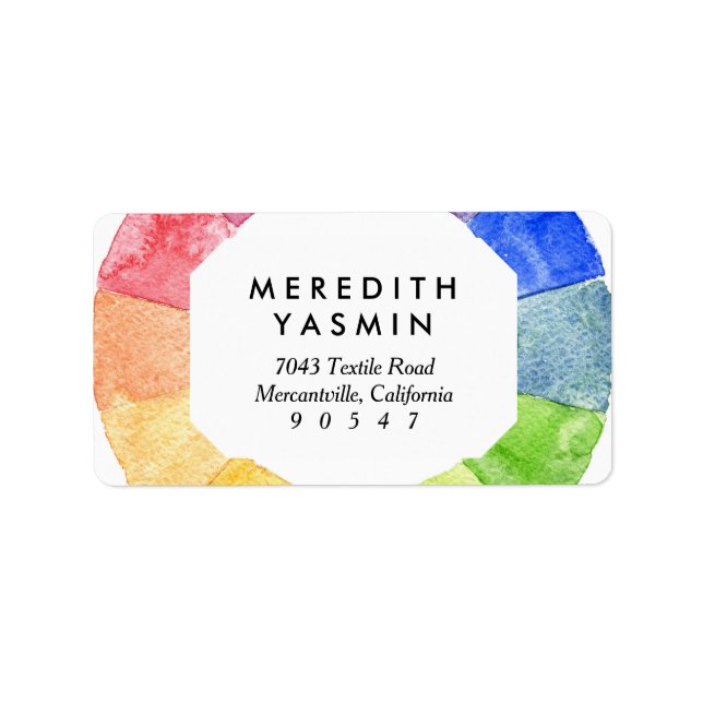 Regnbåge vattenfärg ring modern färglös cirkel adressetikett (Framsidan)
