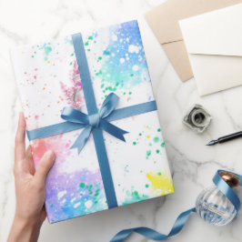 Regnbåge Vattenfärg Stänk Abstrakt Mönster Presentpapper